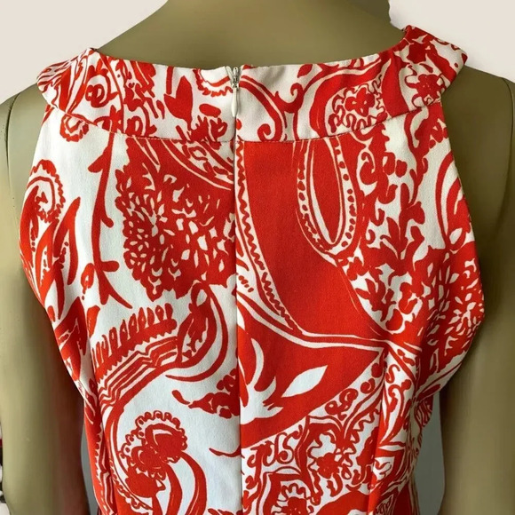 Perceptions New York Paisley Sleeveless Shift Tank Dress Stretchy Size 12 Coral - Picture 9 of 14